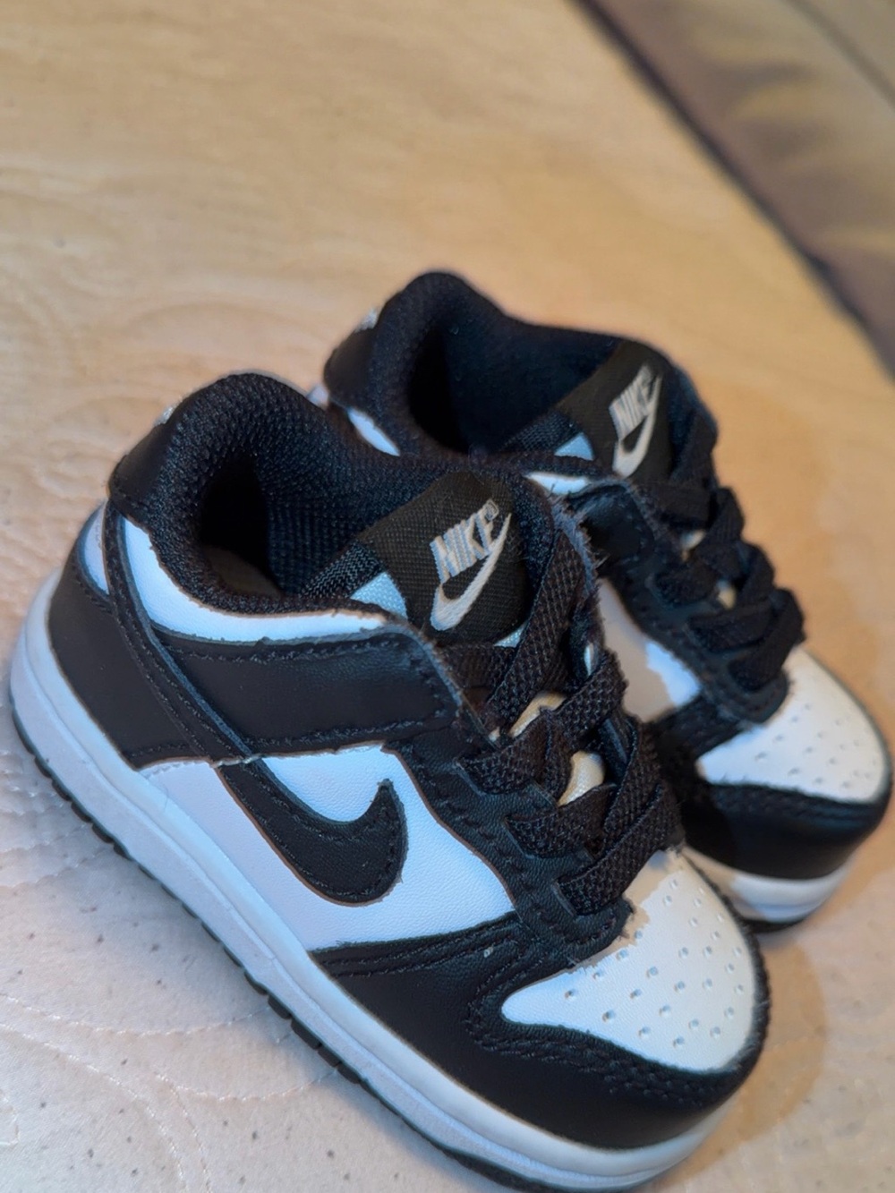 Nike Kids Black and White Low-Top Sneakers with Swoosh
